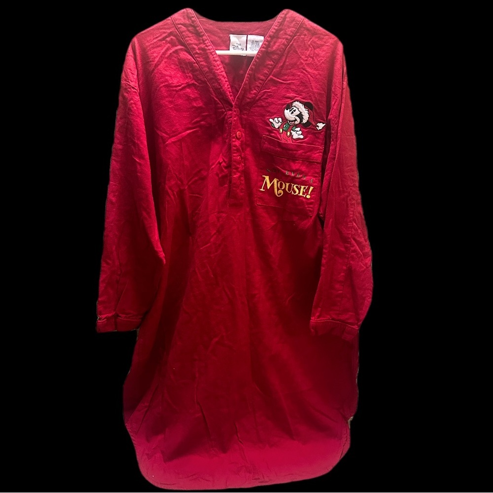 Disney Store Red  Holiday Nightgown Mickey Mouse Cotton Apparel one size